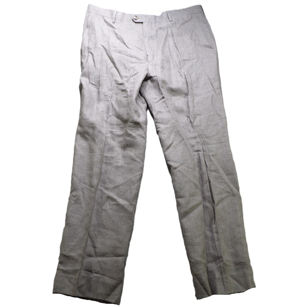 Carroll Co Beverly Hills Linen Trousers Dress Pants Men Grey Made In Italy 38 31